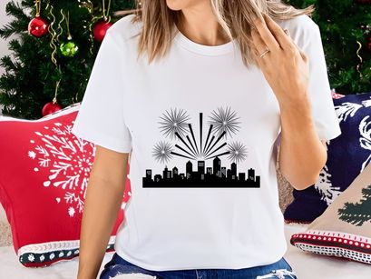 City Skyline Multiple Fireworks Display