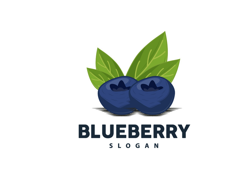 Blueberry Logo, Garden Farm Fresh Fruit Vector, Elegant Simple Design