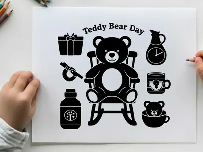 teddy bear day celebration flat design Vektorgrafik-Vektorillustration