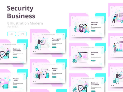 Security Business sets Illustration