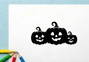 Happy Halloween Jack-o'-Lanterns with Smiling Faces for Fall Decor