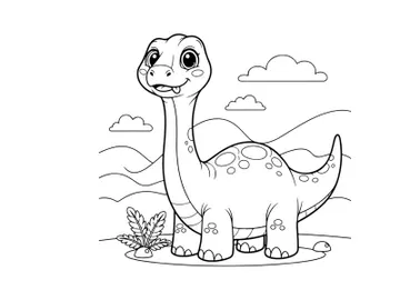 Cute dinosaur standing in swamp vector illustration preview picture