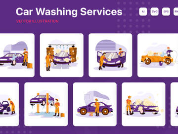 M220_Car Washing Service Illustrations preview picture