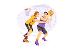 Students playing basketball at ground