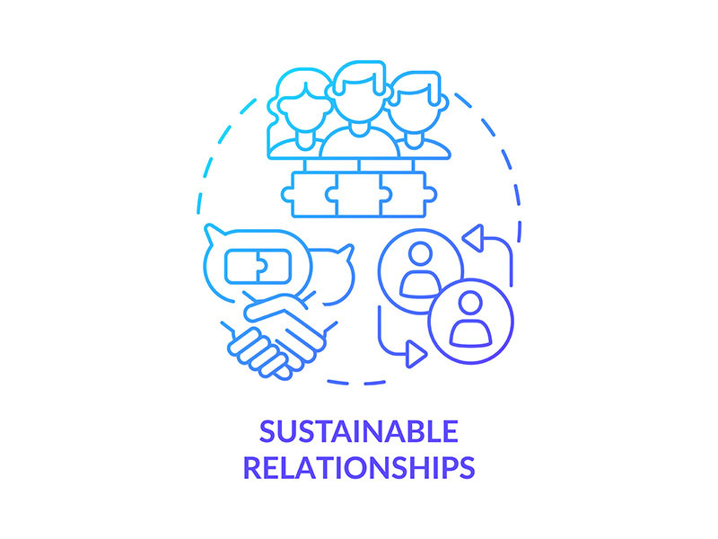 Sustainable relationships blue gradient concept icon