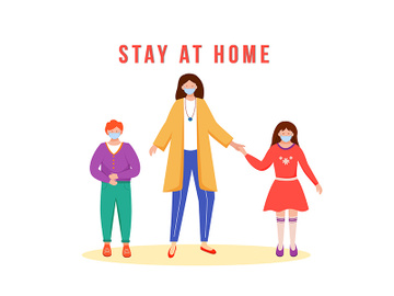 Stay at home flat color vector faceless character preview picture