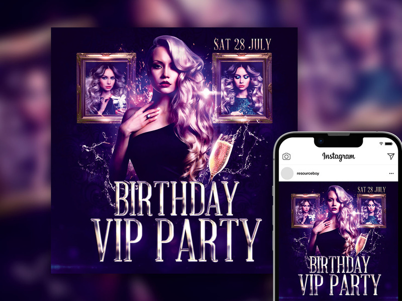 Free Elegant Splash Birthday Party Instagram Post Template