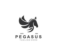 Pegasus horse Logo minimalist, Line art, Modern simple mascot, Mystic premium emblem