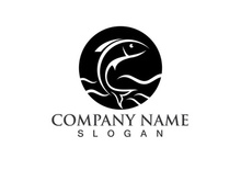 Fish jump logo animal vector