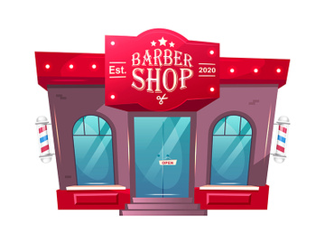 Barber shop front cartoon vector illustration preview picture