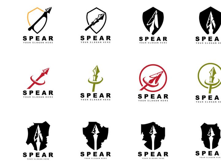 Spear Logo, Hunting Gear Design, Arrow War Weapon, Product Brand Vector