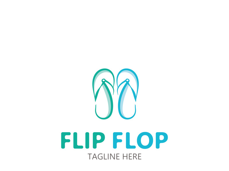 Flip Flop logo design style line art template illustration