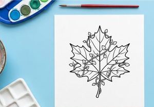 Elegant maple leaf illustration for autumn design. Artistic botanical drawing for seasonal projects.
