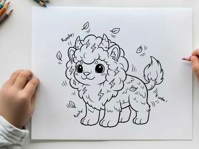 Cute cartoon sheep with thunder vector illustration