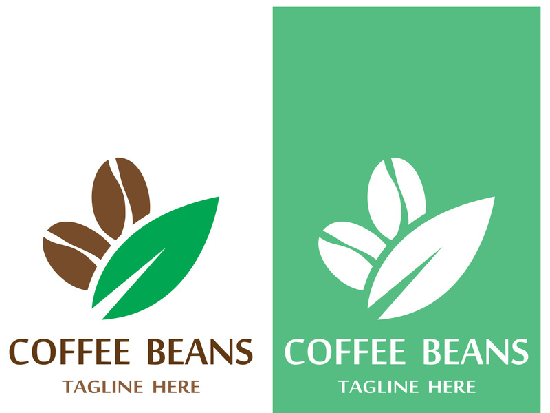 Coffee bean logo for cafe, business, label.