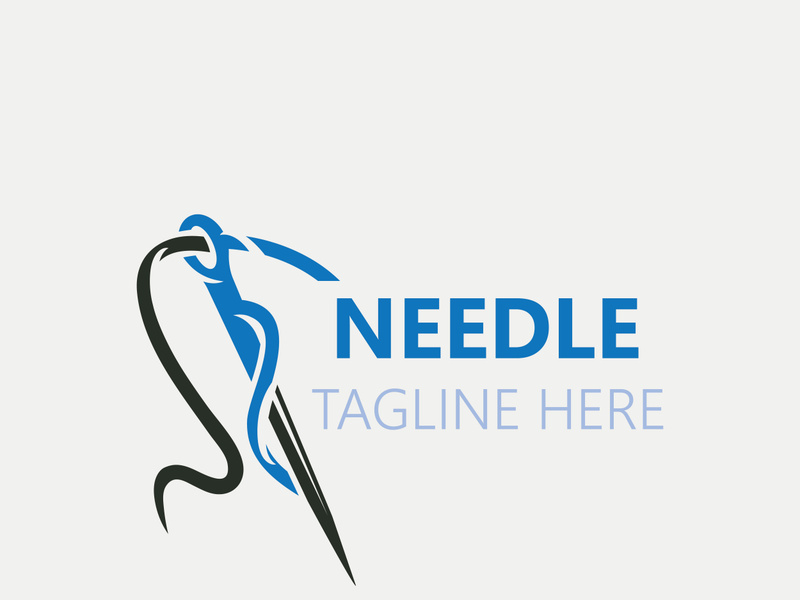 Needle and thread Sewing logo outline combination Line flat design template Simple icons. Concept tailor illustration