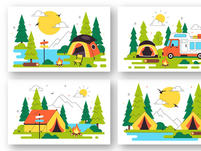 10 Summer Camping Illustration
