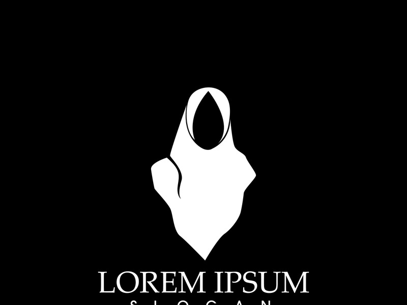 Hijab logo black background vector