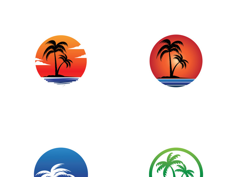 Summer palm tree logo design.