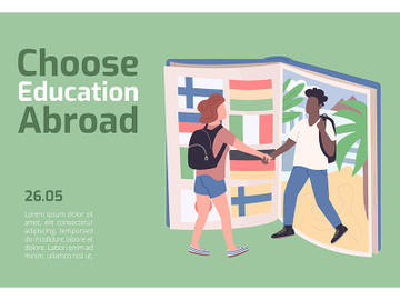 Choose education abroad banner flat vector template preview picture