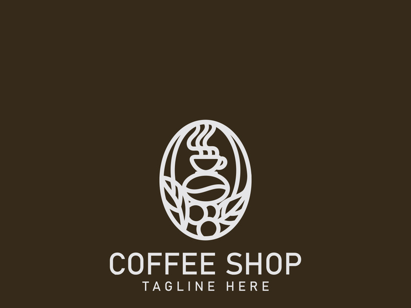 Coffee Shop logo minimalist and simple hipster with cup outline vintage style