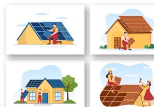8 Roofing Construction Workers Illustration