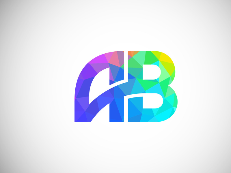 Initial Letter A B Low Poly Logo Design Vector Template. Graphic Alphabet Symbol For Corporate Business Identity