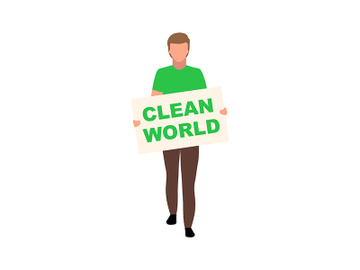 Guy with clean world poster semi flat color vector character preview picture
