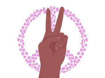 Peace semi flat color vector hand gesture preview picture
