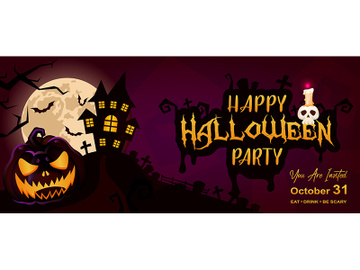 Happy halloween event flat banner vector template preview picture