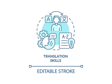 Translation skills turquoise concept icon preview picture