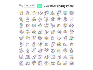 Customer engagement RGB color icons set preview picture