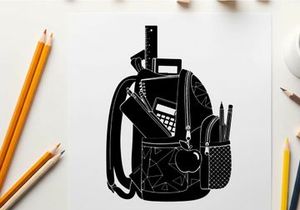 Silhouette of a school backpack with supplies