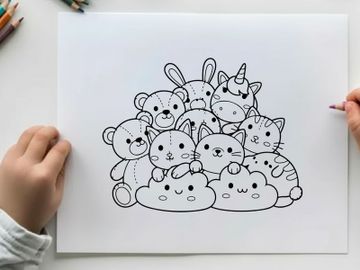 Cute zoo animals group hug vector illustration flat design preview picture