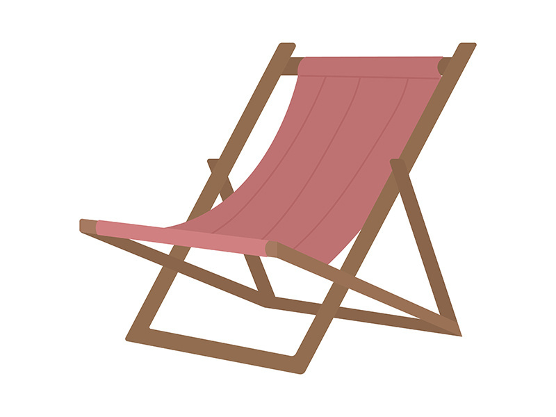 Beach chair for relaxing semi flat color vector object