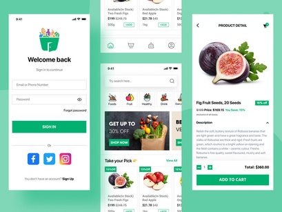 Supermarket mobile app UI Kit