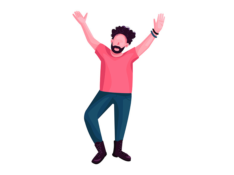 Man dancing flat color vector faceless character