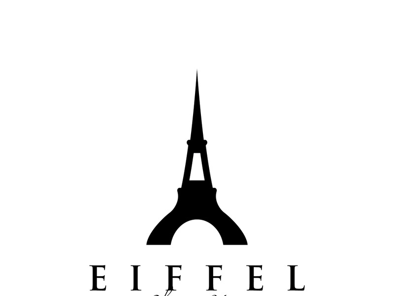 Eiffel Tower building logo design with a creative concept.