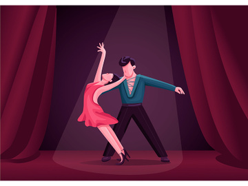 Rumba dancers couple flat color vector illustration preview picture