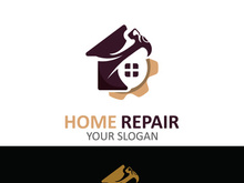 Home repair logo design vector with handyman service construction vector