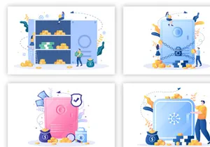 12 Bank Locker Storage Safe Box Illustration