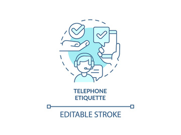 Telephone etiquette turquoise concept icon preview picture