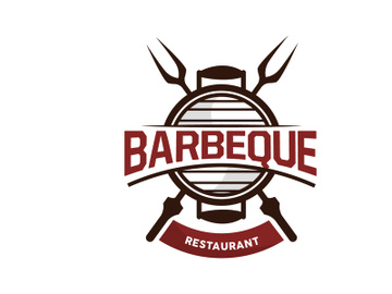 Barbeque Logo, Hot Grill Design With Fire And Spatula preview picture