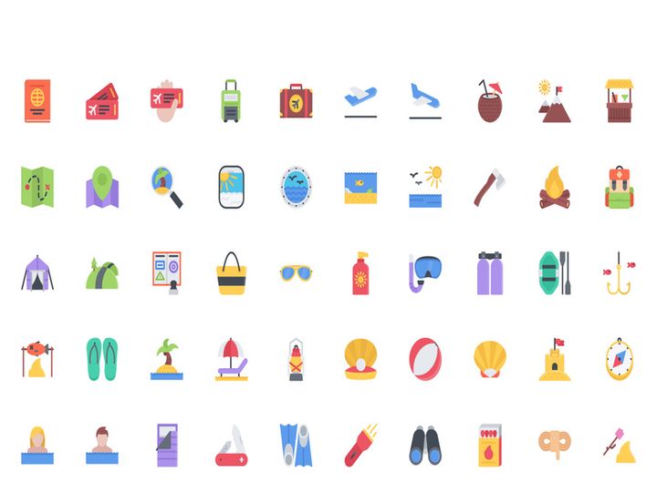 beach & camping icons 50