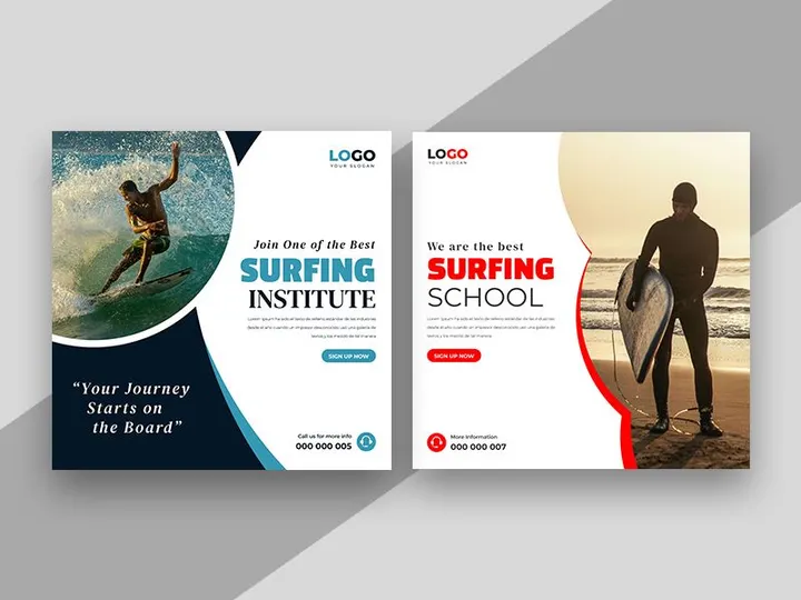 Surfing School Instagram Post Template