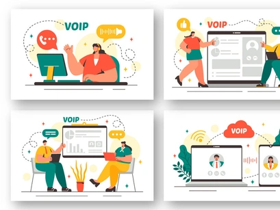 20 VOIP or Voice Over Internet Protocol Illustration