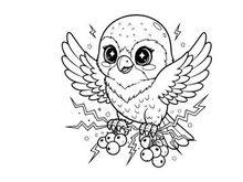 Cute owl with lightning bolts vector illustration flat design