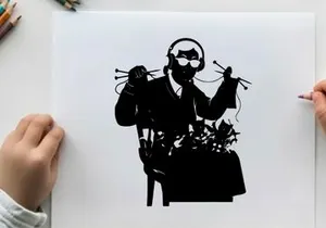 Silhouette of a man with headphones and strings silhouette