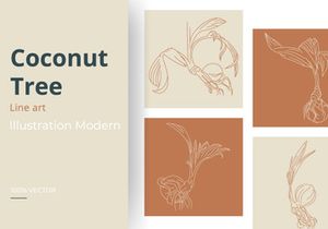 Coconut tree line art