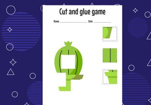 12 Pages Cut and glue game for kids. Cutting practice for preschoolers. Education paper game for children